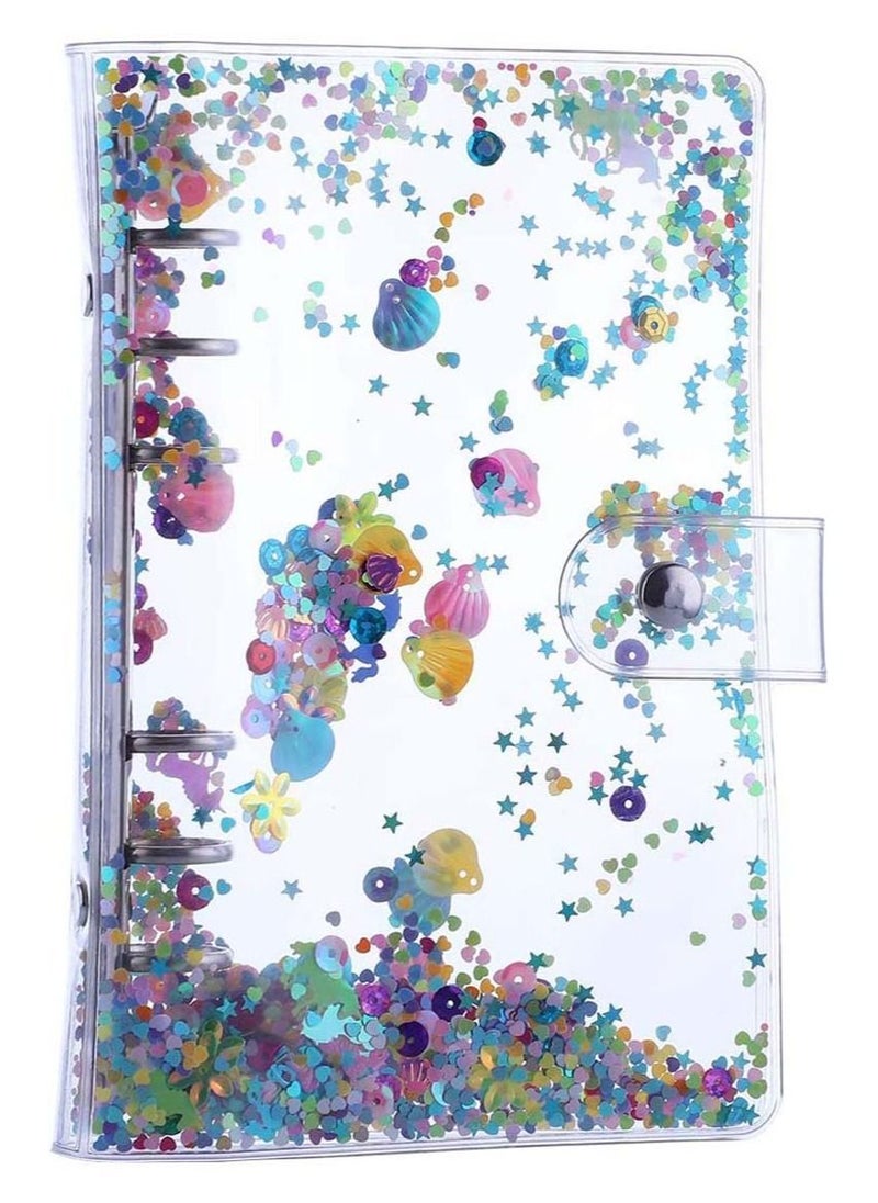 Y&D - Binder Cover Loose Leaf with Snap Button PVC 6 Ring Personal Organizer Refillable Notebook Shiny Sequins for Planner - Image 1