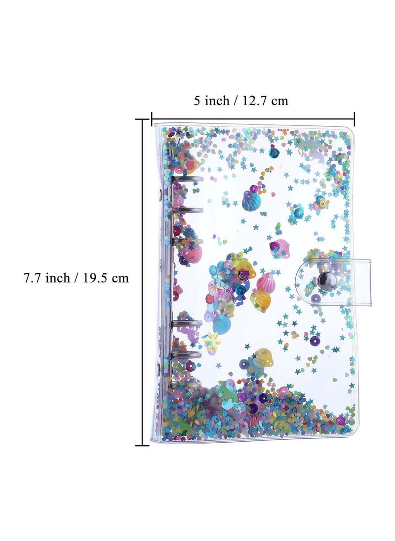 Y&D - Binder Cover Loose Leaf with Snap Button PVC 6 Ring Personal Organizer Refillable Notebook Shiny Sequins for Planner - Image 1