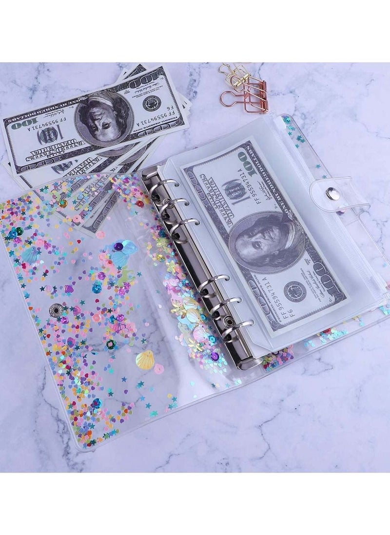 Y&D - Binder Cover Loose Leaf with Snap Button PVC 6 Ring Personal Organizer Refillable Notebook Shiny Sequins for Planner - Image 1