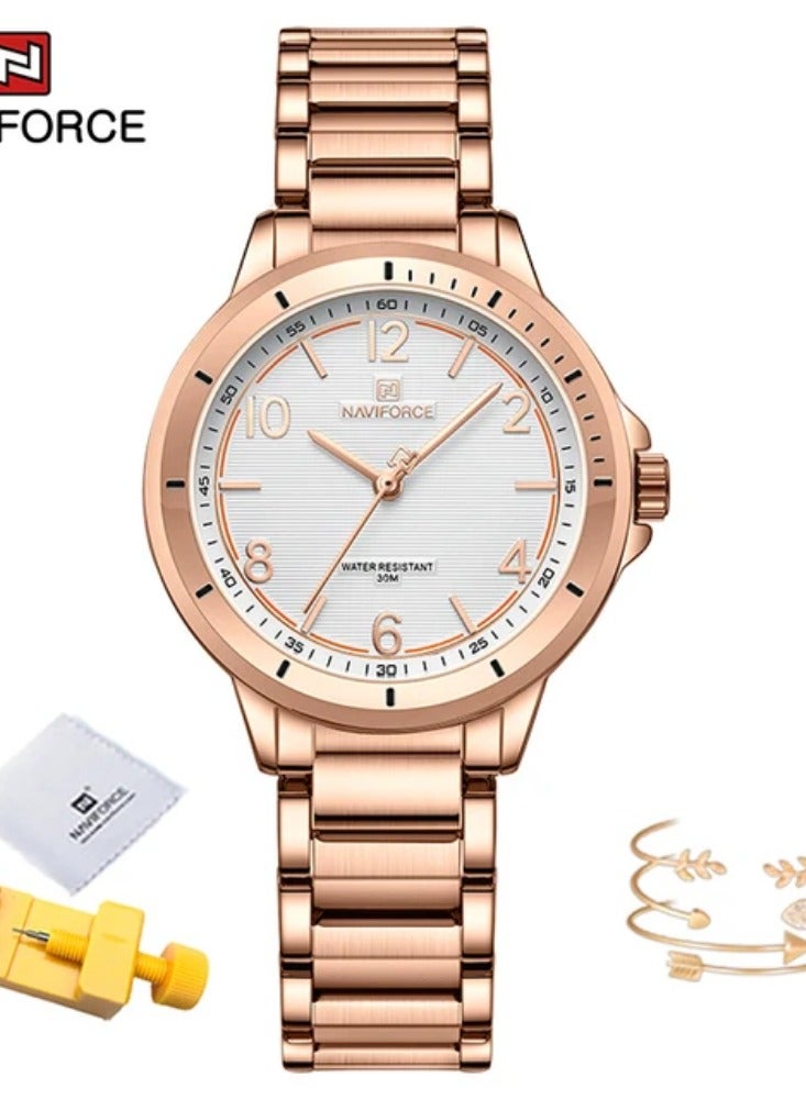 NAVIFORCE NAVIFORCE Top Brand Elegant Female Wristwatches Stainless Steel Band Quartz Ladies Watches Popular Gifts Clock Relogio Feminino