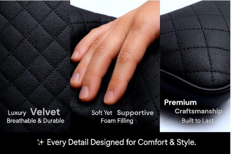 AUTOUNIKO Velvet Soft car Neck Pillow for Travel, Travel Micro Fiber Rest Pillow/Cushion Set of Pillows Compatible with All Cars - Pack of 2 Pieces (Black 1) - Image 2