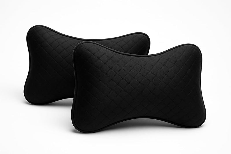 AUTOUNIKO Velvet Soft car Neck Pillow for Travel, Travel Micro Fiber Rest Pillow/Cushion Set of Pillows Compatible with All Cars - Pack of 2 Pieces (Black 1) - Image 1