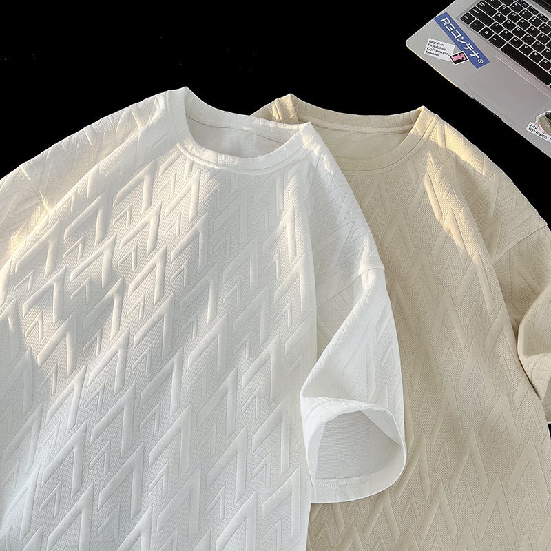 White Short-Sleeved T-Shirt Men'S Summer Heavy Clothes Fashion Brand Plus Size Men'S Round Neck Half-Sleeved T-Shirt - Image 3