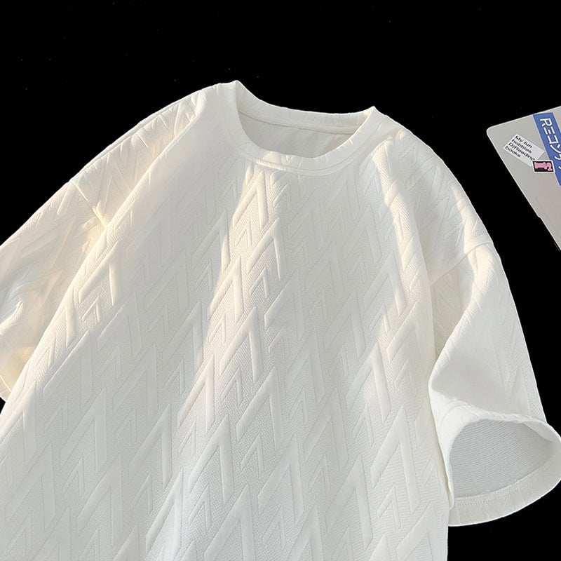 White Short-Sleeved T-Shirt Men'S Summer Heavy Clothes Fashion Brand Plus Size Men'S Round Neck Half-Sleeved T-Shirt - Image 2