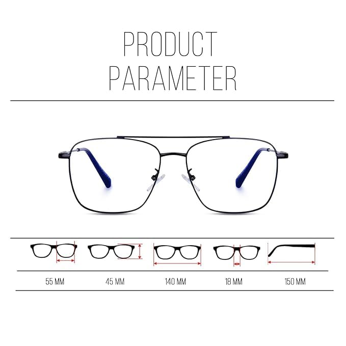 mashamart® Blue Light Blocking Computer Glasses Gaming Filter Transparent Square Eyeglasses for Eye Protection Men and Women, Tablet/Laptop/Mobile/TV, Anti-blue & Anti eyestrain (Silver Black) - Image 3