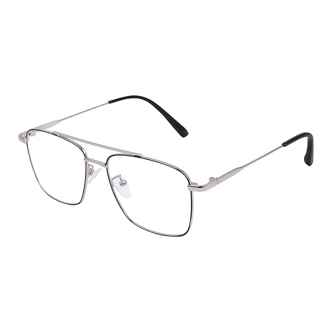 mashamart® Blue Light Blocking Computer Glasses Gaming Filter Transparent Square Eyeglasses for Eye Protection Men and Women, Tablet/Laptop/Mobile/TV, Anti-blue & Anti eyestrain (Silver Black) - Image 1