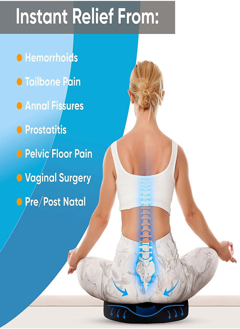 KASTWAVE - Donut Pillow for Tailbone Pain Relief Cushion Hemorrhoid Pillow Two Humps Hip Curve Design for Hemorrhoids Prostate Pregnancy Coccyx Sciatica Post Natal Surgery Portable Donut Cushion - Image 1