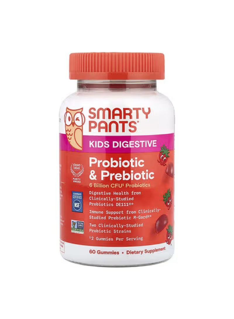 SmartyPants Kids Prebiotic and Probiotic Immunity Formula Strawberry Creme 4 Billion CFU 60 Gummies (2 Billion CFU per Gummy) - Image 1