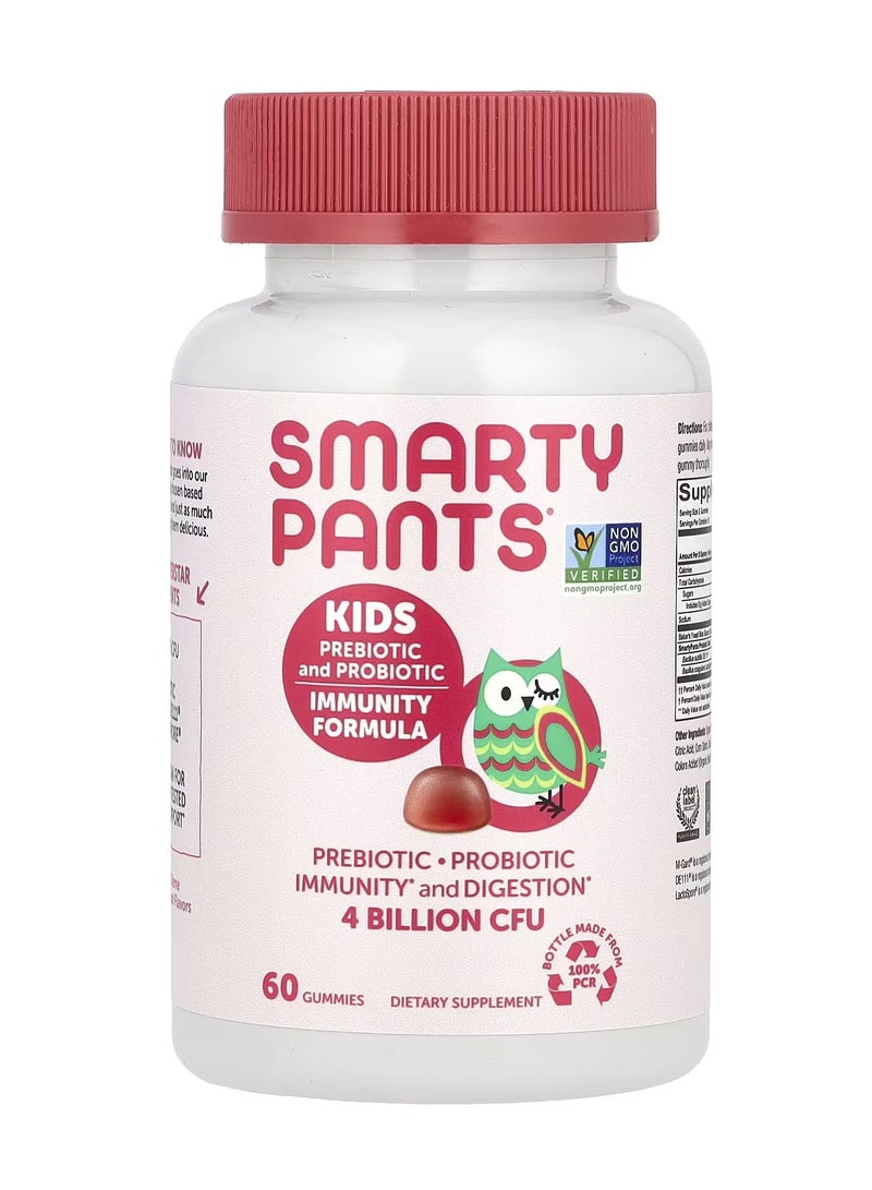 SmartyPants Kids Prebiotic and Probiotic Immunity Formula Strawberry Creme 4 Billion CFU 60 Gummies (2 Billion CFU per Gummy) - Image 2