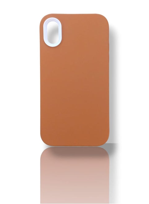 Back protection cover made of plastic for Apple iPhone X/XS with a frame inside to protect the phone - Brown