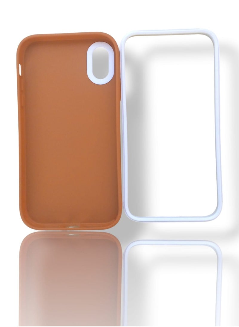 Back protection cover made of plastic for Apple iPhone X/XS with a frame inside to protect the phone - Brown