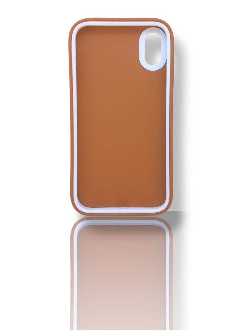Back protection cover made of plastic for Apple iPhone X/XS with a frame inside to protect the phone - Brown