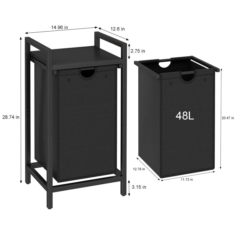 LAATOOREE Laundry Hamper, Two-Color Laundry Basket with Removable Laundry Bag and Top Shelf, Clothes Hamper for Samll Space,Laundry Room, Bedroom, Bathroom - Image 3