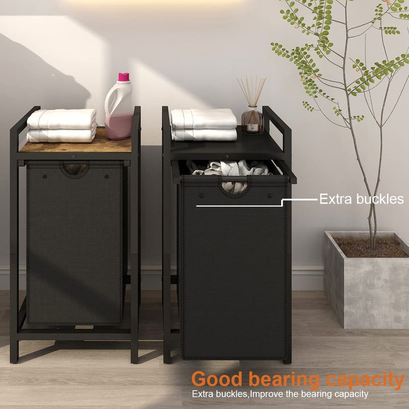 LAATOOREE Laundry Hamper, Two-Color Laundry Basket with Removable Laundry Bag and Top Shelf, Clothes Hamper for Samll Space,Laundry Room, Bedroom, Bathroom - Image 5
