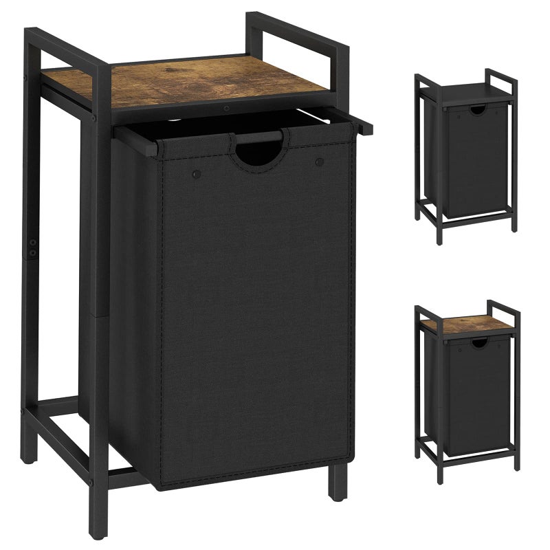 LAATOOREE Laundry Hamper, Two-Color Laundry Basket with Removable Laundry Bag and Top Shelf, Clothes Hamper for Samll Space,Laundry Room, Bedroom, Bathroom - Image 1