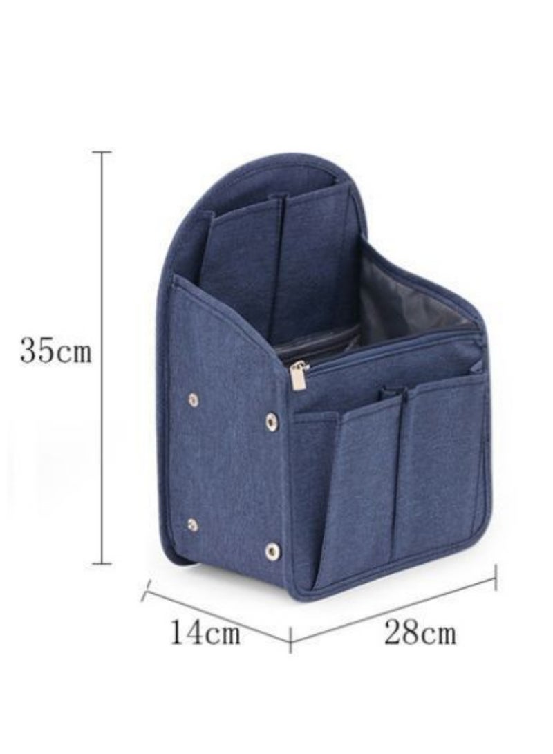 Arabest Backpack Organizer, Insert Liner Hanging Travel Rucksack Purse and Handbag Insert Pocket, High-capacity Divider Foldable Nylon Shoulder Bag Organizer for Men and Women (Blue)  - Image 5