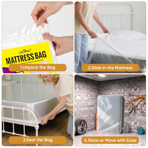 CHUPER King/Cal King Mattress Bag for Moving and Storage, Waterproof Plastic Mattress Cover for Disposal and Protection - Image 5