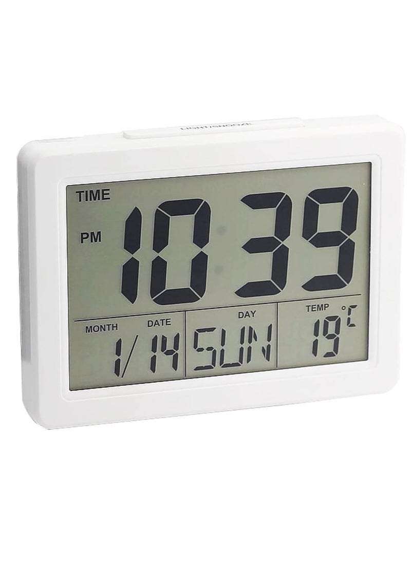 Digital Alarm Clock Calendar, Digital Temperature Display Digital Travel Alarm Clock Battery Operated, Large-Screen Sound Control Clock LED Digital Clock, Electronic Alarm Clock