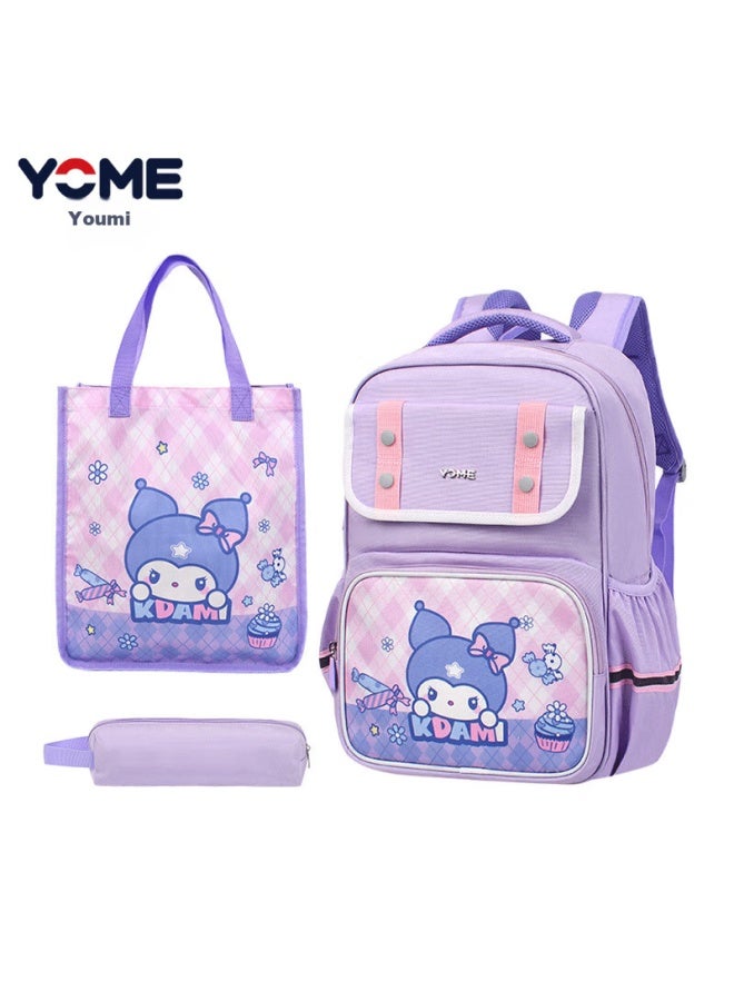 Yome Elementary School Backpack, Lightweight Spine-protecting Shoulder Bag, Pencil Case Set For Grades 1-3, Boys And Girls Children's Backpack, Keda Purple - Image 1