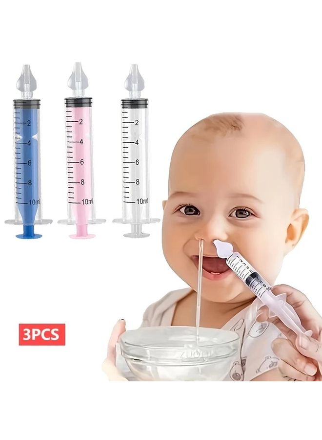 مجموعة محقنة شفاط أنف للأطفال الرضع والأطفال الصغار 3 قطع متعددة الألوان مع منظف أنفي ملحي - Image 1