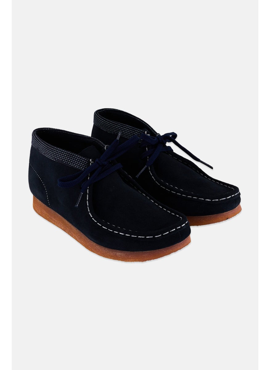 clarks Kids Boys Wide Fit Wallabee Lace Up Casual Boots, Navy  - Image 1