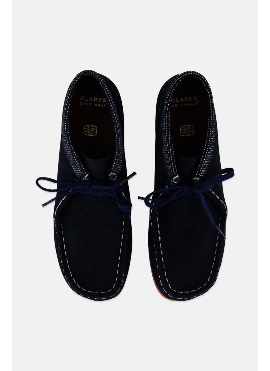 clarks Kids Boys Wide Fit Wallabee Lace Up Casual Boots, Navy  - Image 3