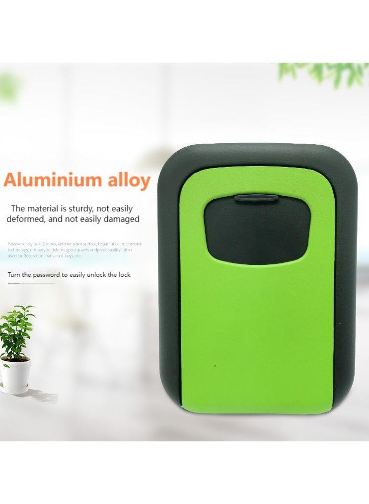 صندوق قفل مفتاح الأمان، صندوق قفل مضاد للماء برمز مكون من 4 أرقام لتخزين المفاتيح، تخزين على الحائط بسعة كبيرة لـ 5 مفاتيح لمفتاح المنزل، مفتاح السيارة الخاص، بطاقة الهوية (أسود وأخضر) - Image 2