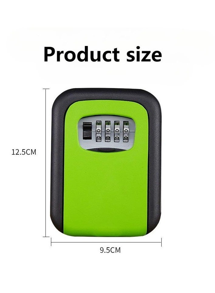 صندوق قفل مفتاح الأمان، صندوق قفل مضاد للماء برمز مكون من 4 أرقام لتخزين المفاتيح، تخزين على الحائط بسعة كبيرة لـ 5 مفاتيح لمفتاح المنزل، مفتاح السيارة الخاص، بطاقة الهوية (أسود وأخضر) - Image 5