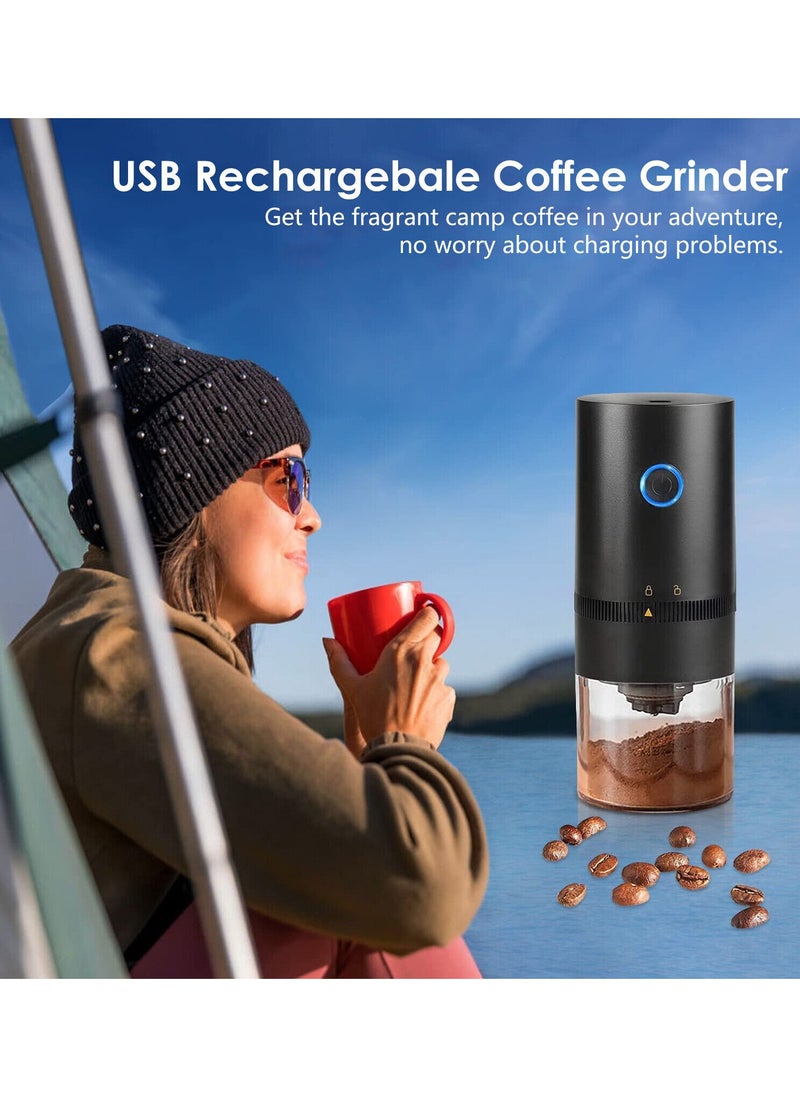 ABJ - Electric Coffee Grinder, USB Rechargeable, Easy Push Button Operation with Brush, Removable Chamber for Home, Travel, Office Cafe - Image 1
