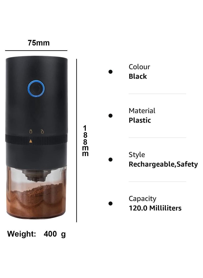 ABJ - Electric Coffee Grinder, USB Rechargeable, Easy Push Button Operation with Brush, Removable Chamber for Home, Travel, Office Cafe - Image 1