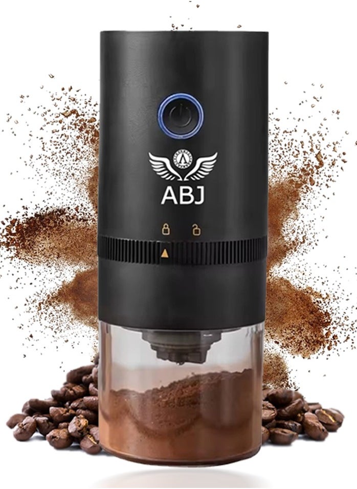 ABJ - Electric Coffee Grinder, USB Rechargeable, Easy Push Button Operation with Brush, Removable Chamber for Home, Travel, Office Cafe - Image 1