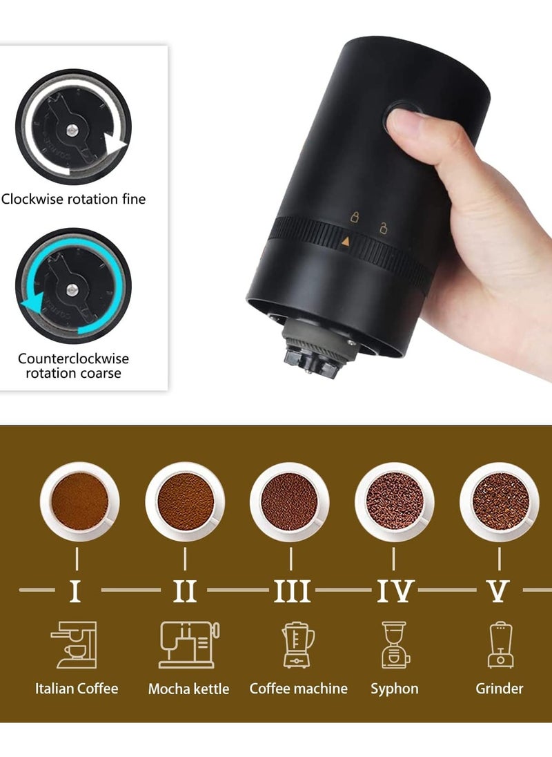 ABJ - Electric Coffee Grinder, USB Rechargeable, Easy Push Button Operation with Brush, Removable Chamber for Home, Travel, Office Cafe - Image 1