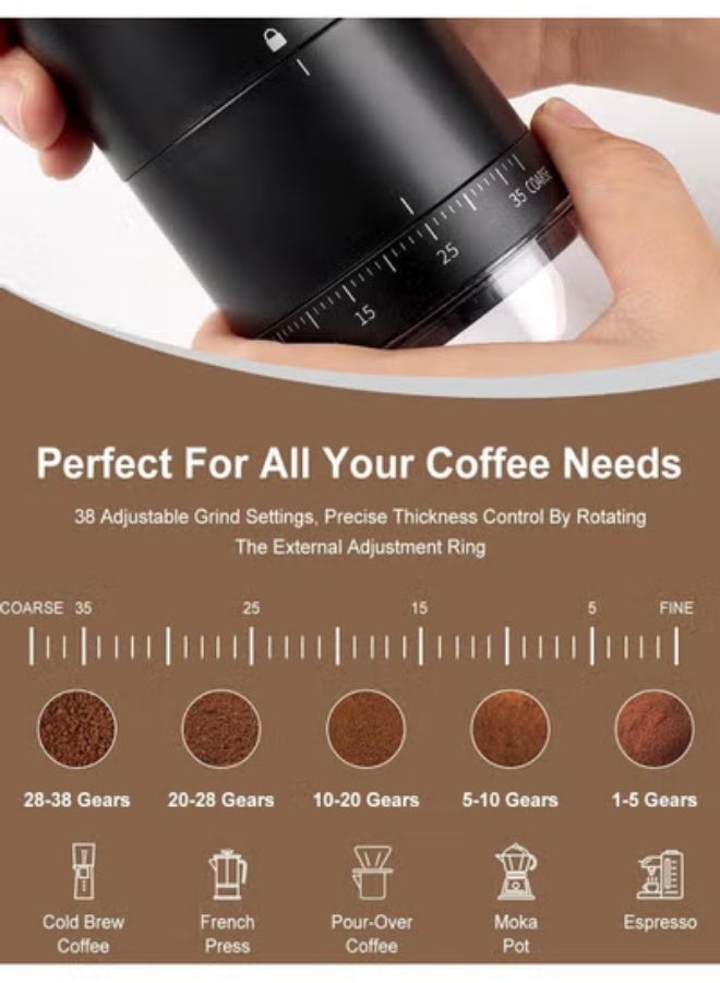 Electric Coffee Grinder, USB Rechargeable, Easy Push Button Operation with Brush, Removable Chamber for Home, Travel, Office Cafe - Image 2