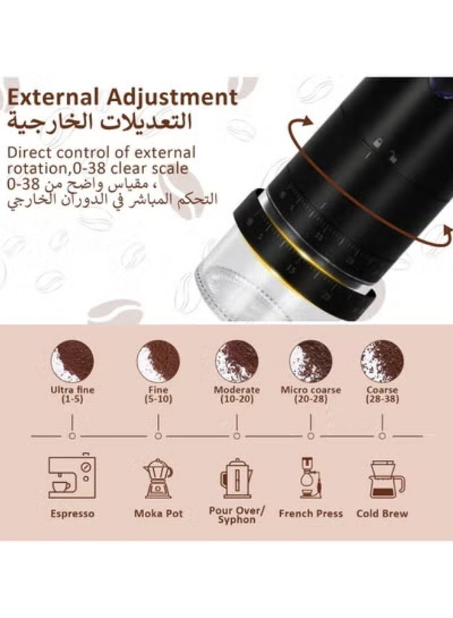 Electric Coffee Grinder, USB Rechargeable, Easy Push Button Operation with Brush, Removable Chamber for Home, Travel, Office Cafe - Image 3