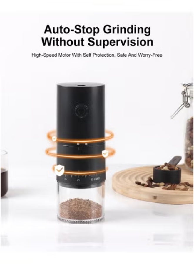 Electric Coffee Grinder, USB Rechargeable, Easy Push Button Operation with Brush, Removable Chamber for Home, Travel, Office Cafe - Image 4