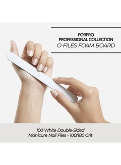 ForPro Professional Collection ForPro Professional Collection O-Files Foam Board, Double-Sided Manicure Nail File, 100/180 Grit, Individually-Wrapped, 6" L x .75" W, White, 100-Count  - Image 3