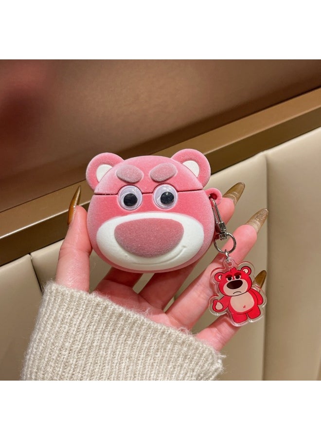 Generic - Flocking Cute Animal AirPods Pro Protective Case 1/2 Generation For Apple Bluetooth Headphone Case AirPods4-Color:Strawberry Bear + Pendant-Applicable Models:Airpods Pro/pro2 - Image 1