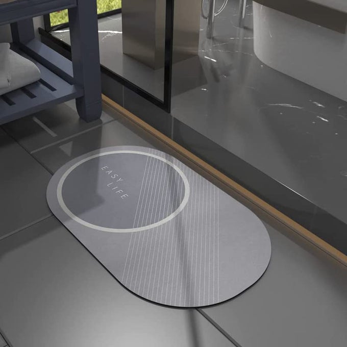 BATH MAT RUG INNOVATIVE SUPER ABSORBENT QUICK DRY THIN PROFILE BATHROOM RUGS WITH RUBBER BACKED SOFT BATH RUGS MATS FOR SHOWER SINK BATHTUB 60X40CM GREY