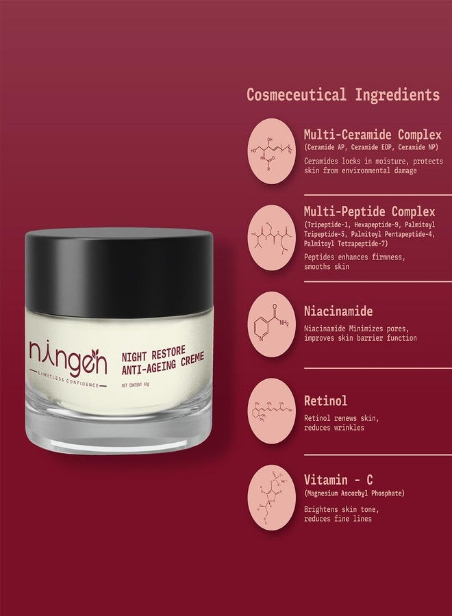 نينغن كريم نينجن الليلي المضاد للشيخوخة | يقلل من الخطوط الدقيقة والتجاعيد | 50 غرام - Image 3