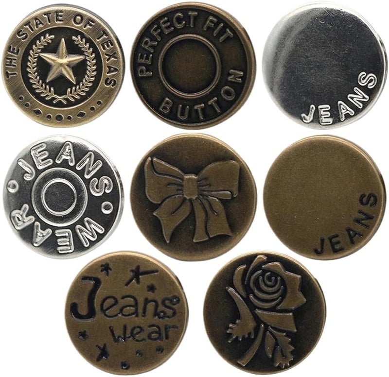 8Pcs Metal Jeans Replacement Buttons No Sewing Set for Coats Shirts Pants Shorts - Image 1