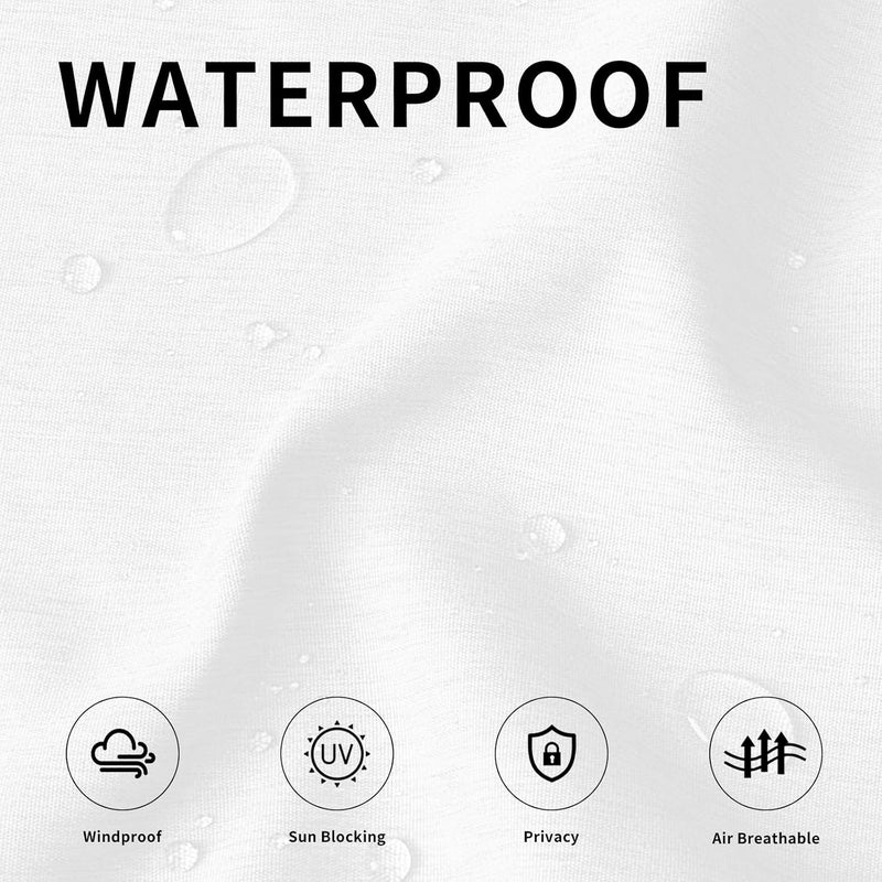 Easy-Going Linen Look Outdoor Curtains Waterproof Windproof Porch Curtains, Soft Thicken Outdoor Privacy Curtains for Patio, Gazebo, Grommet Top and Tab Bottom Drape, 2 Panels, 54x84 inch, White - Image 2