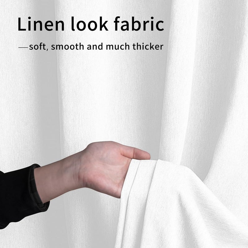 Easy-Going Linen Look Outdoor Curtains Waterproof Windproof Porch Curtains, Soft Thicken Outdoor Privacy Curtains for Patio, Gazebo, Grommet Top and Tab Bottom Drape, 2 Panels, 54x84 inch, White - Image 5
