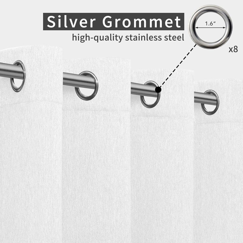 Easy-Going Linen Look Outdoor Curtains Waterproof Windproof Porch Curtains, Soft Thicken Outdoor Privacy Curtains for Patio, Gazebo, Grommet Top and Tab Bottom Drape, 2 Panels, 54x84 inch, White - Image 3