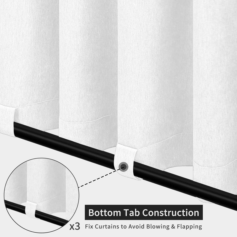 Easy-Going Linen Look Outdoor Curtains Waterproof Windproof Porch Curtains, Soft Thicken Outdoor Privacy Curtains for Patio, Gazebo, Grommet Top and Tab Bottom Drape, 2 Panels, 54x84 inch, White - Image 4
