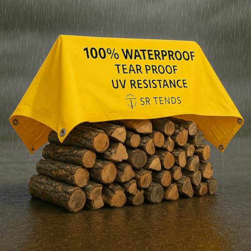 SR TRENDS Heavy-Duty Waterproof Tirpal/Tadpatri/Tarpaulin/Tarp (150 GSM) – UV & Tear Resistant, Reinforced Eyelets, Multi-Purpose Outdoor Cover (Yellow, 6 X 6 FT) - Image 5
