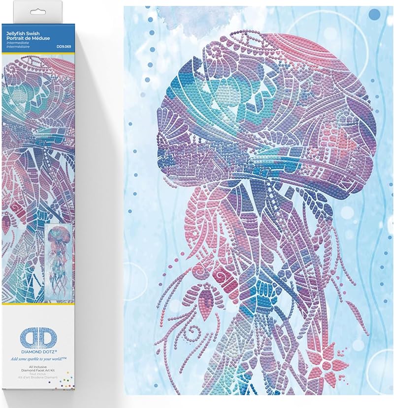DIAMOND DOTZ Â® - Jellyfish Swish, Partial Drill, Round Dotz, Diamond Painting Kits, Diamond Art Kits for Adults, Gem Art, Diamond Art, Diamond Dotz Kits, 30"x11"