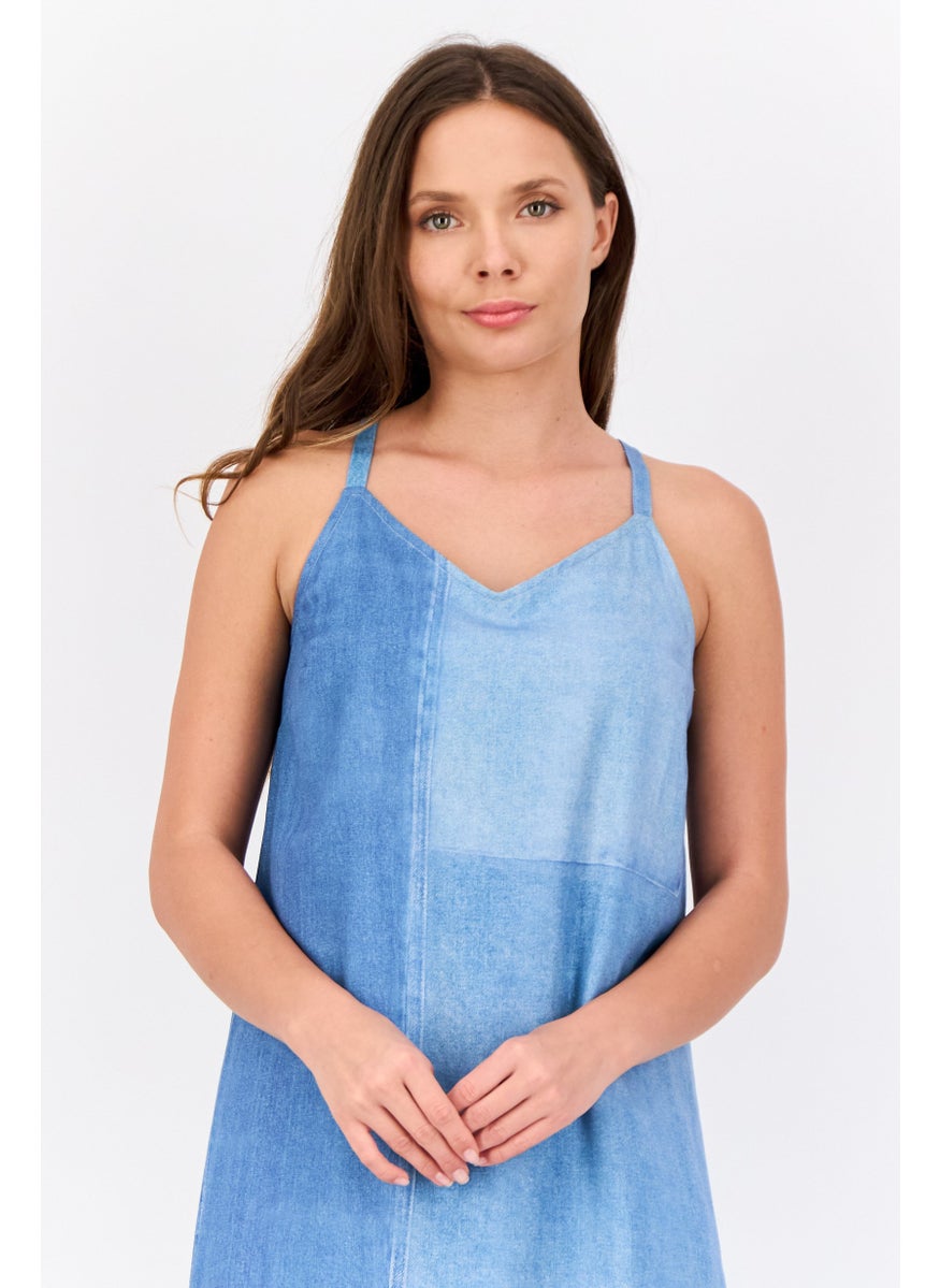 ESPRIT Women Solid Midi Dress, Blue  - Image 2