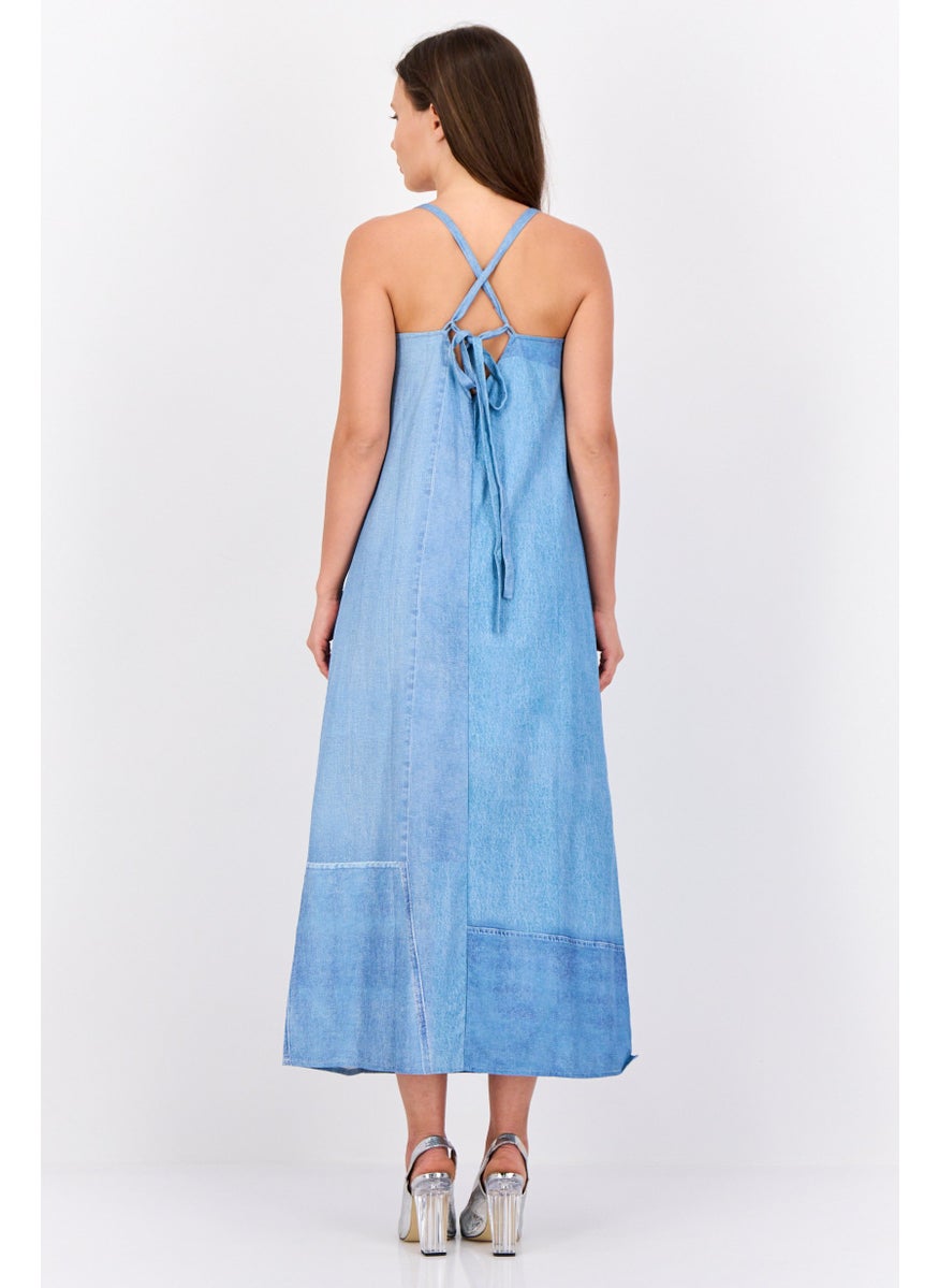 ESPRIT Women Solid Midi Dress, Blue  - Image 4