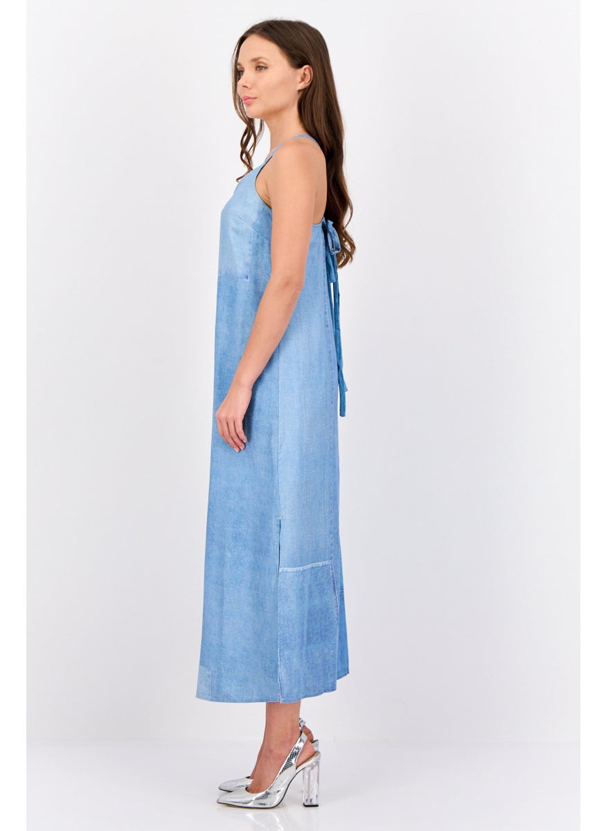 ESPRIT Women Solid Midi Dress, Blue  - Image 3