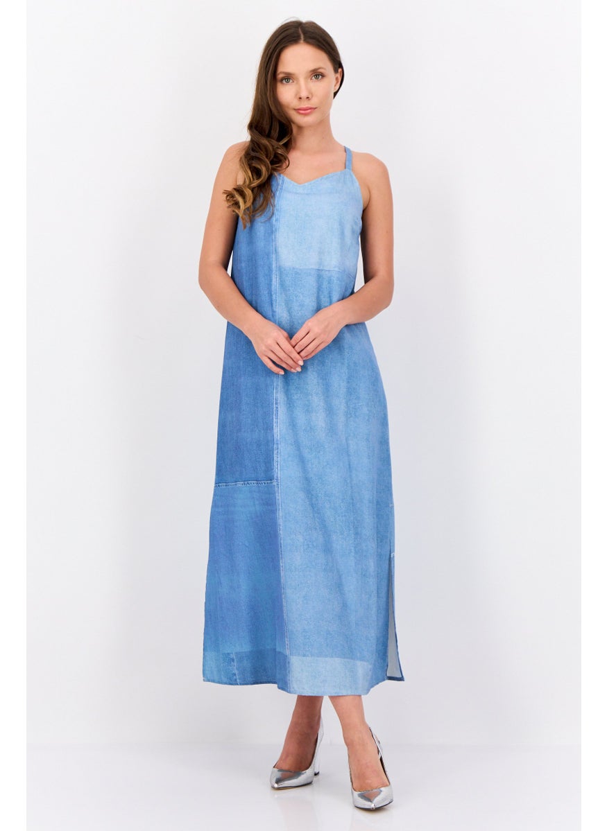 ESPRIT Women Solid Midi Dress, Blue  - Image 1